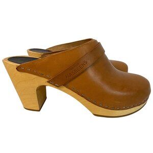 Swedish Hasbeens Brown Leather Mules